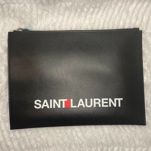NWT Yves Saint Laurent Black Leather Rider Sport iPad Pouch